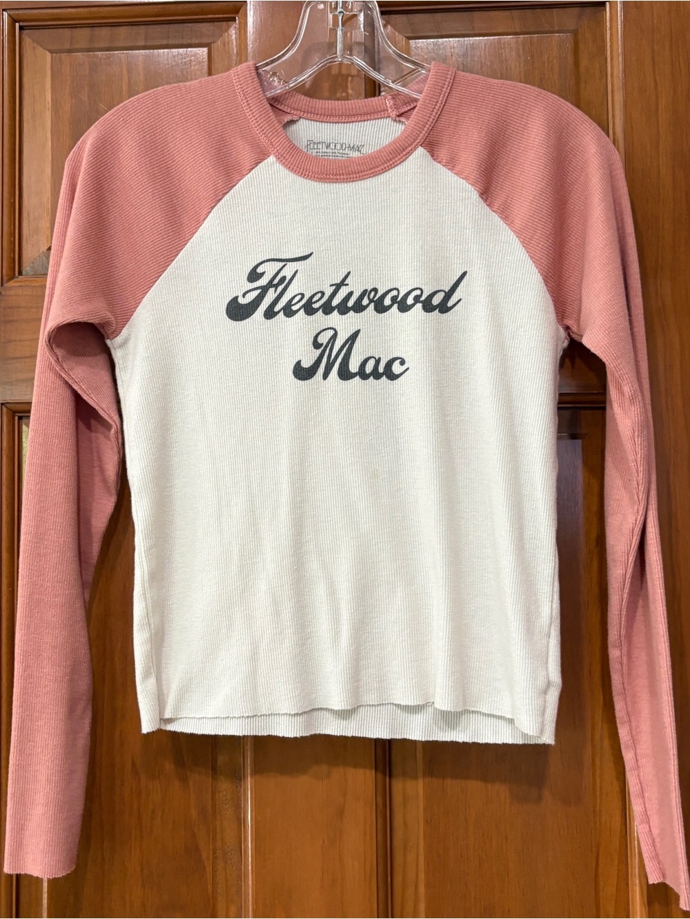 Fleetwood Mac Raglan Long Sleeve Tee - Cream & Dusty Rose